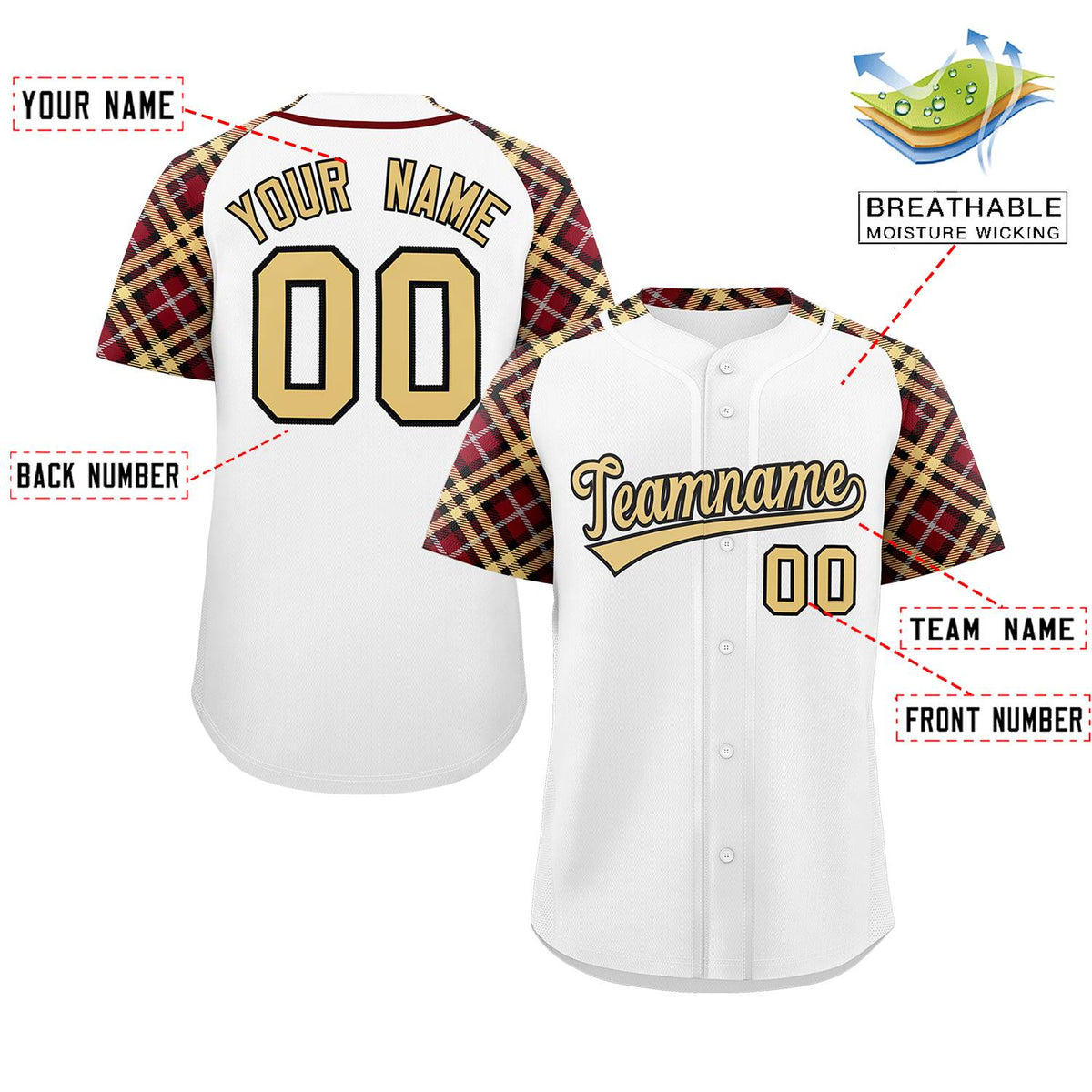 Custom White Khaki-Black Personalized Raglan Sleeves Authentic Baseball Jersey | KXKSHOP