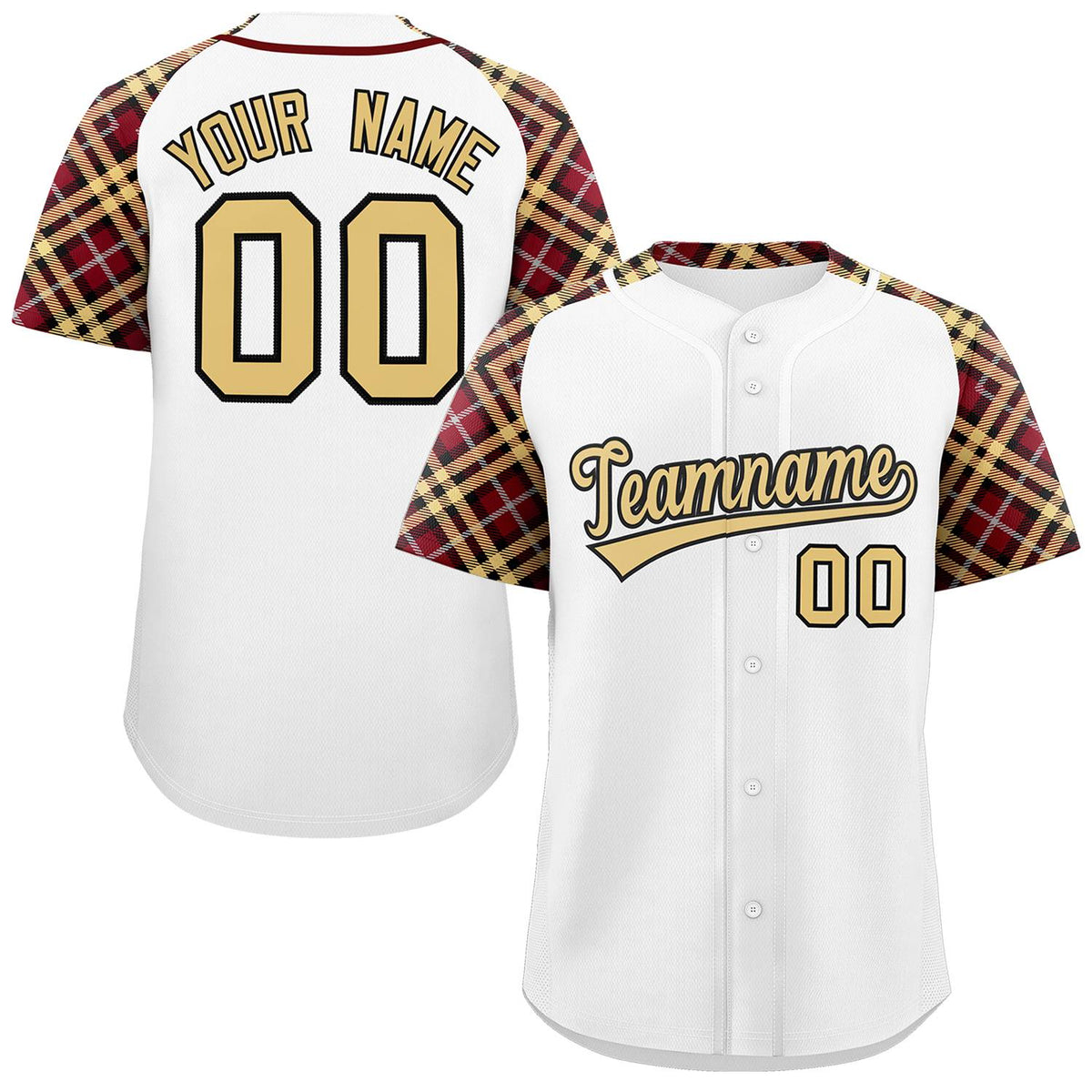 Custom White Khaki-Black Personalized Raglan Sleeves Authentic Baseball Jersey | KXKSHOP