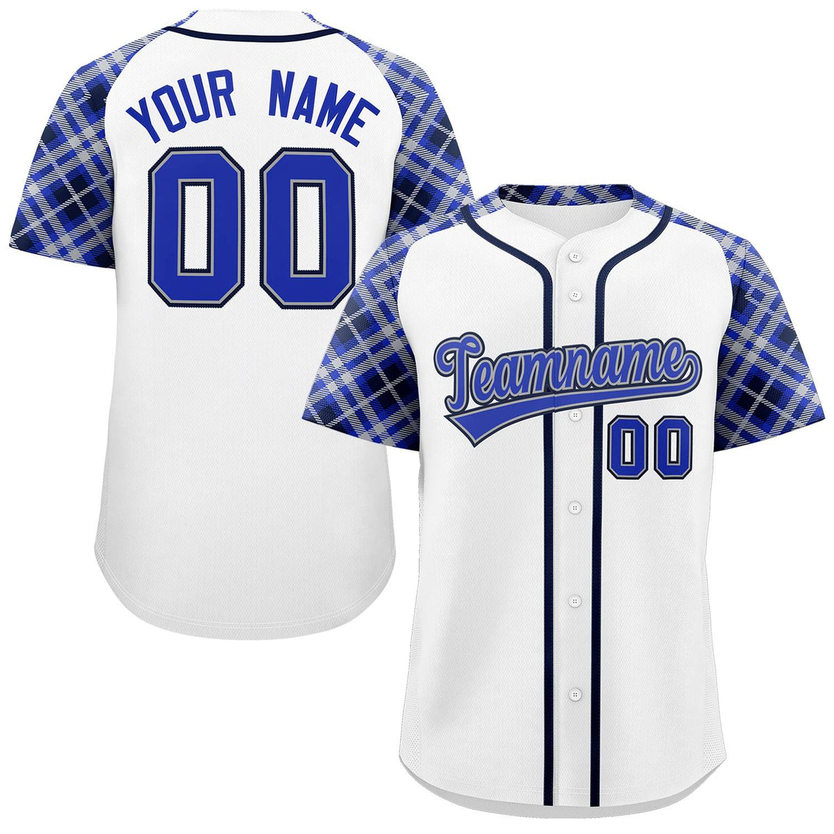 Custom White Royal-Black Personalized Raglan Sleeves Authentic Baseball Jersey | KXKSHOP
