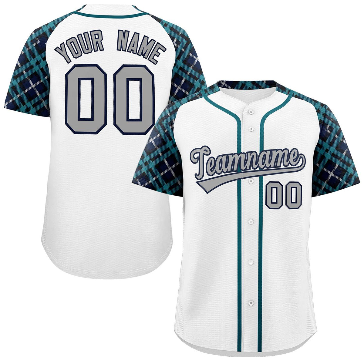 Custom White Gray-Navy Personalized Raglan Sleeves Authentic Baseball Jersey | KXKSHOP