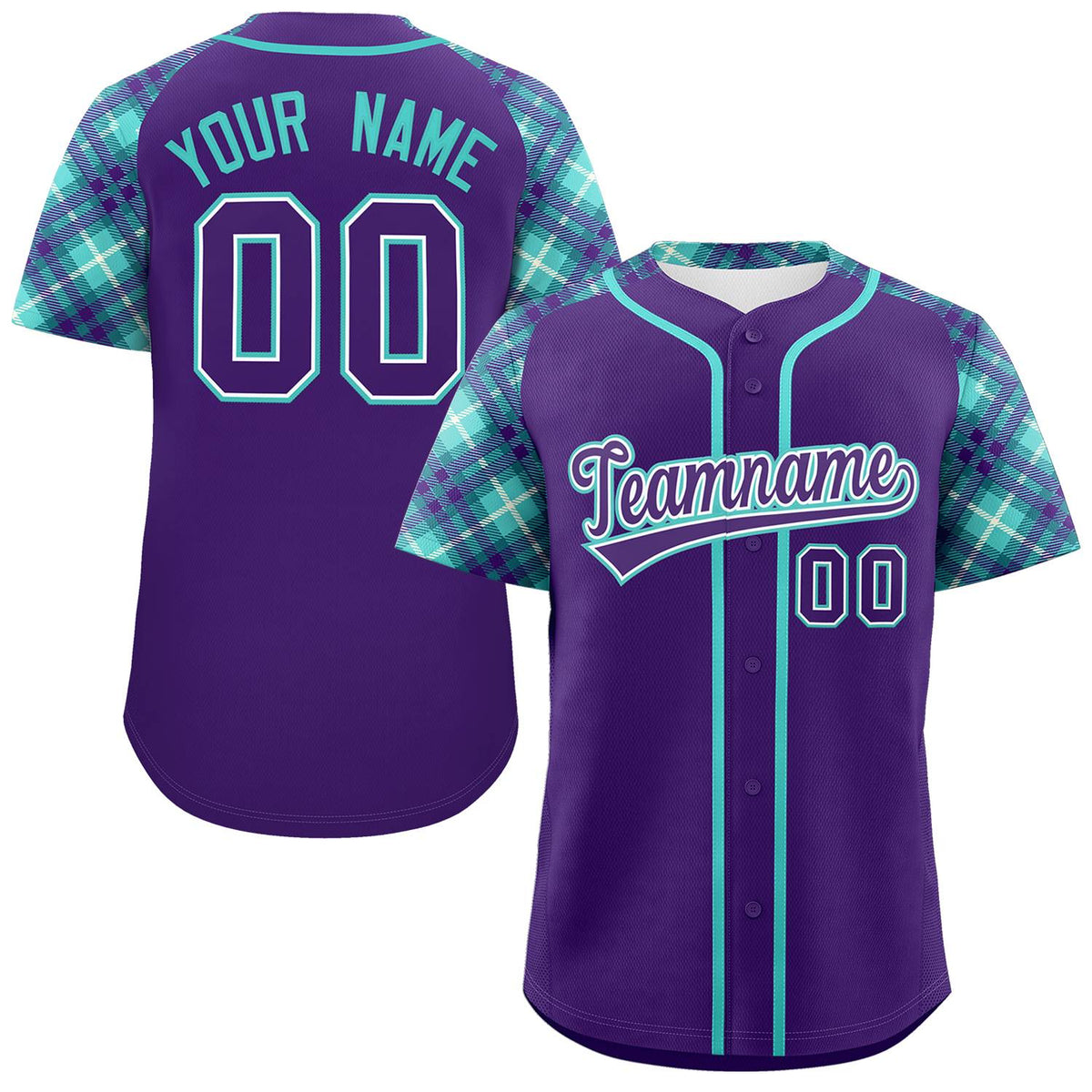 Custom Purple Purple-Bright Green Personalized Raglan Sleeves Authentic Baseball Jersey | KXKSHOP