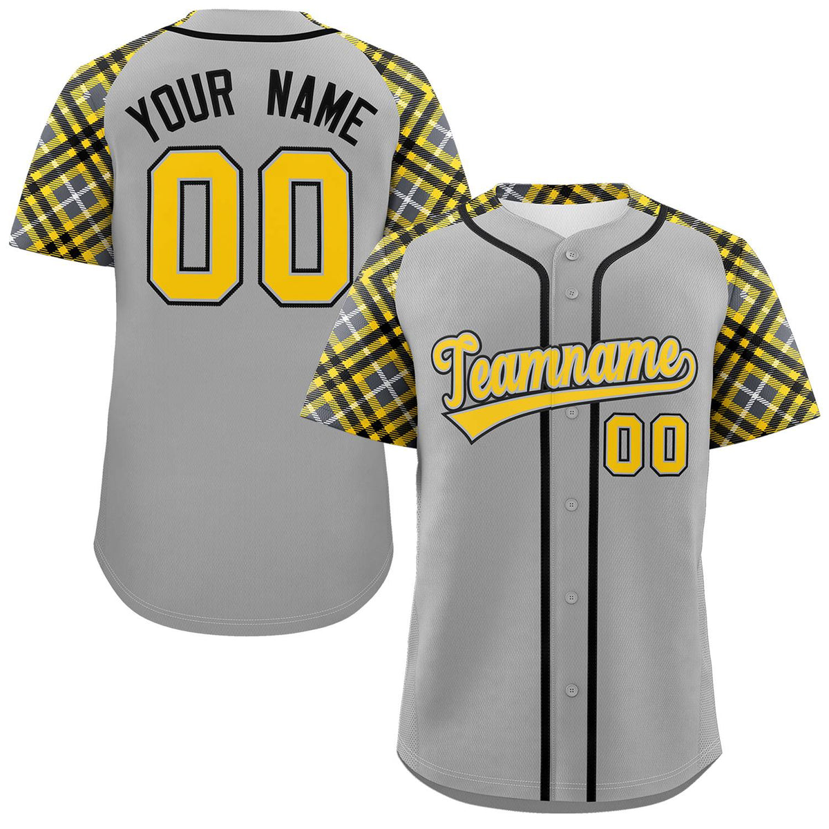 Custom Gray Gold-Black Personalized Raglan Sleeves Authentic Baseball Jersey | KXKSHOP