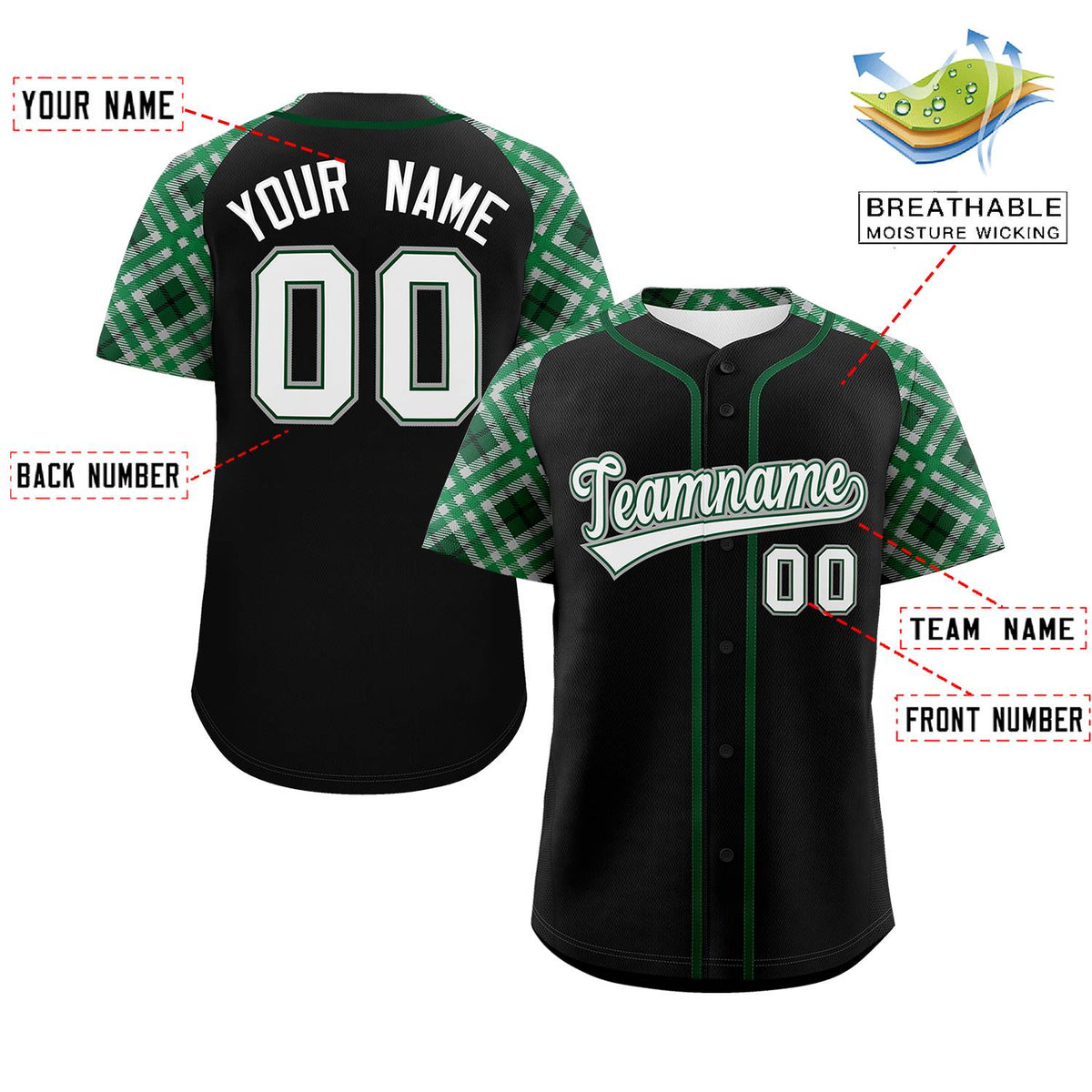Custom Black White-Gray Personalized Raglan Sleeves Authentic Baseball Jersey | KXKSHOP