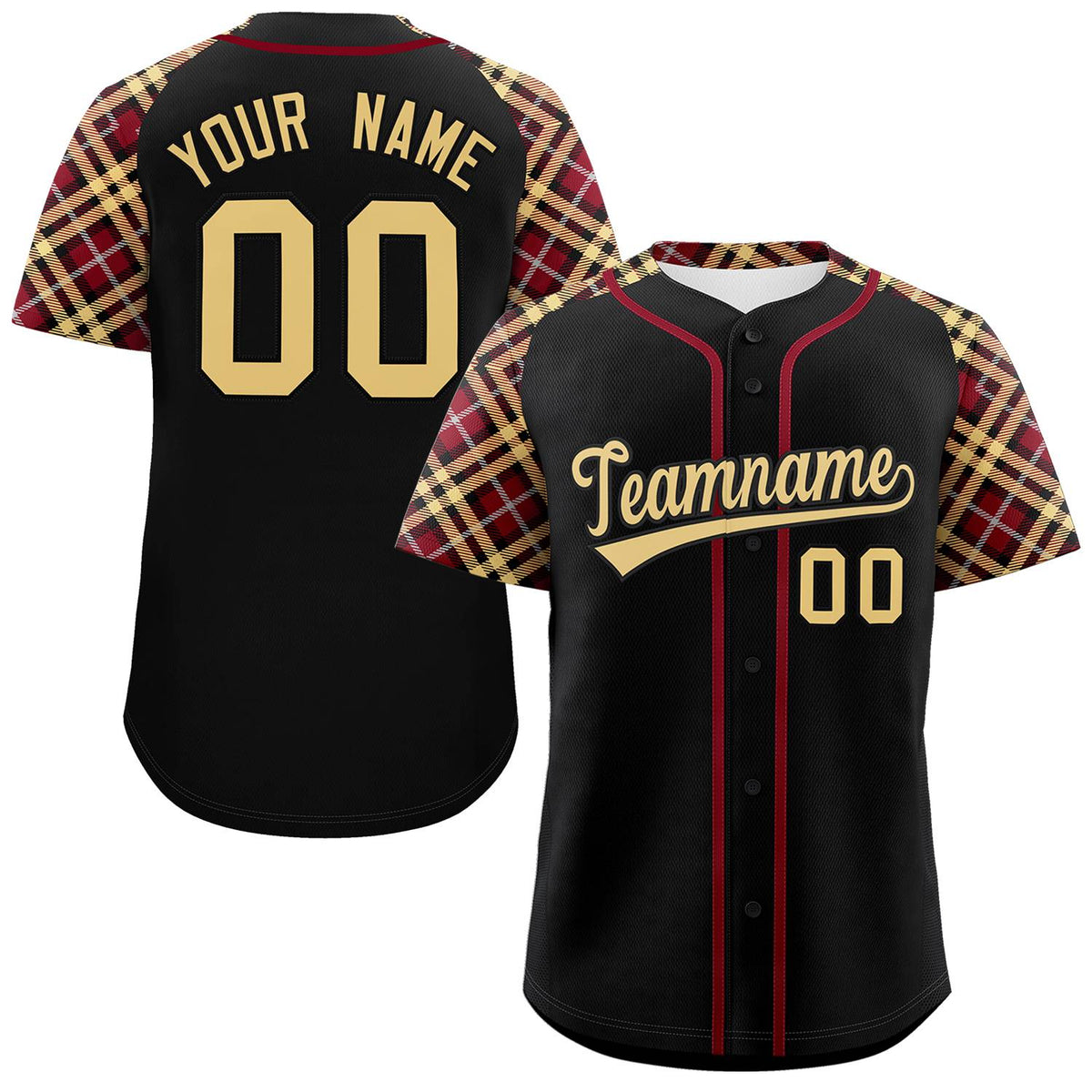 Custom Black Khaki- Personalized Raglan Sleeves Authentic Baseball Jersey | KXKSHOP