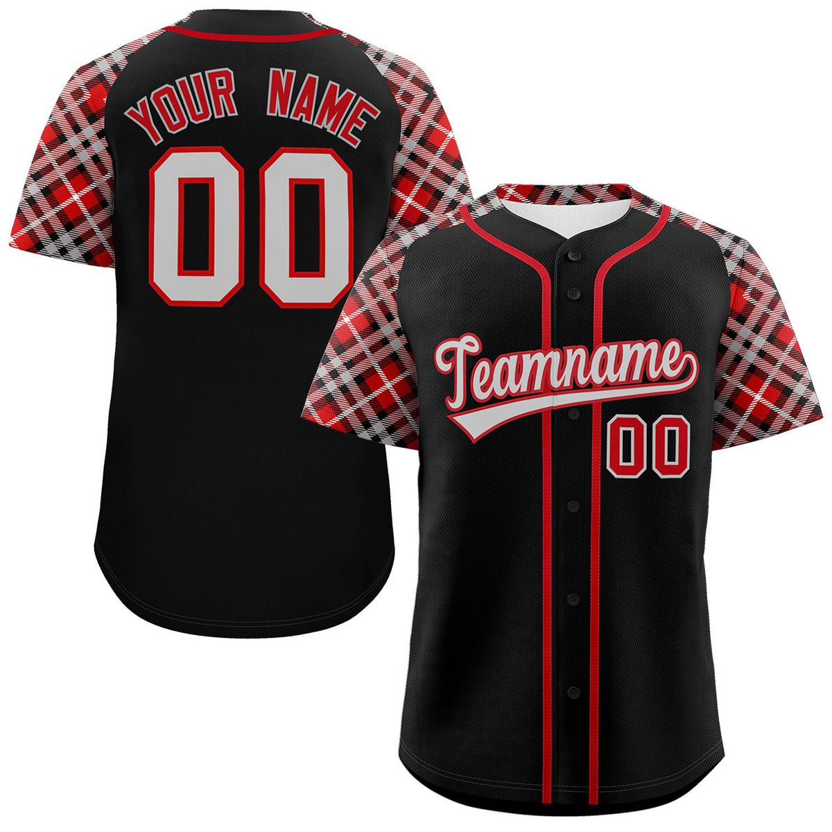 Custom Black Gray-Red Personalized Raglan Sleeves Authentic Baseball Jersey | KXKSHOP