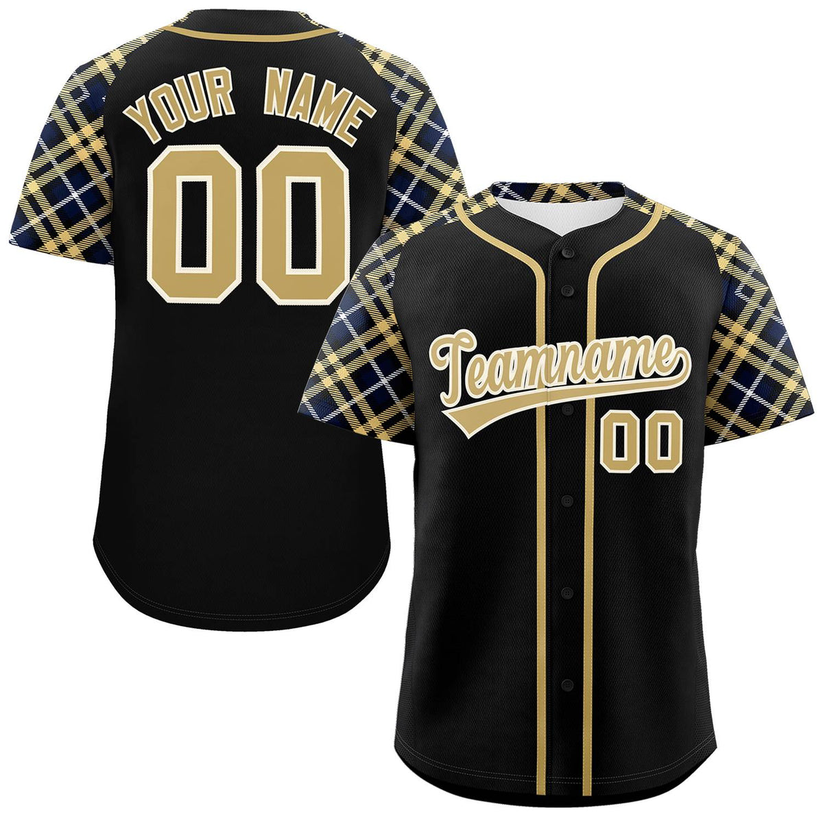 Custom Black Khaki-Cream Personalized Raglan Sleeves Authentic Baseball Jersey | KXKSHOP