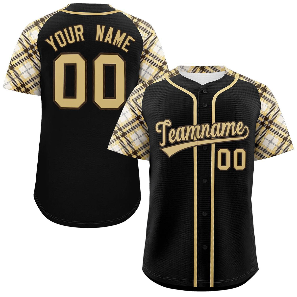 Custom Black Yellow- Personalized Raglan Sleeves Authentic Baseball Jersey | KXKSHOP