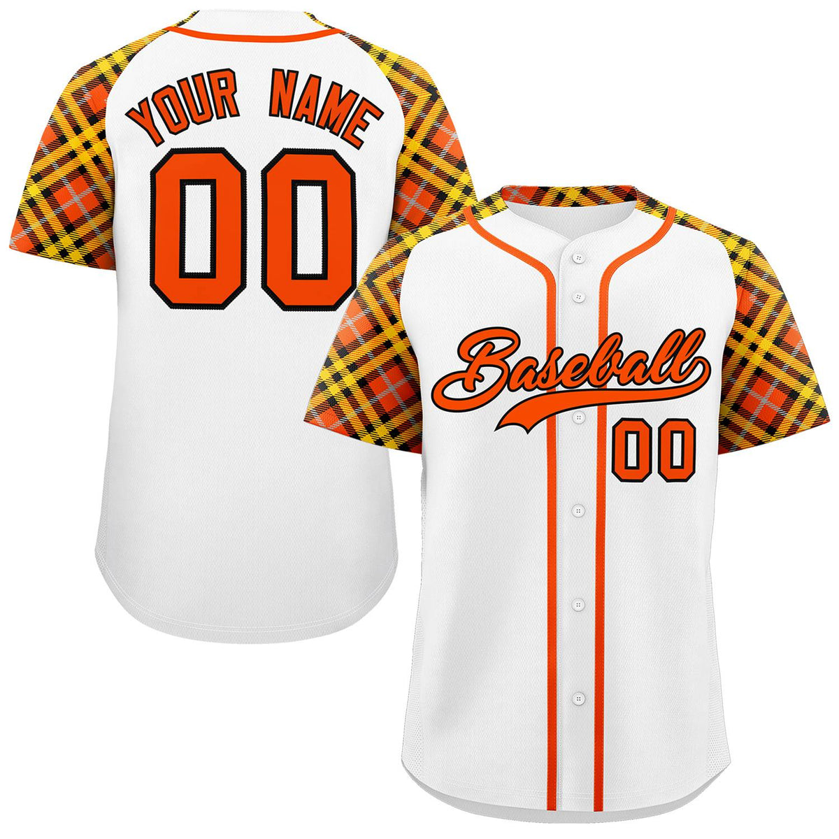 Custom White Orange-Black Personalized Raglan Sleeves Authentic Baseball Jersey | KXKSHOP