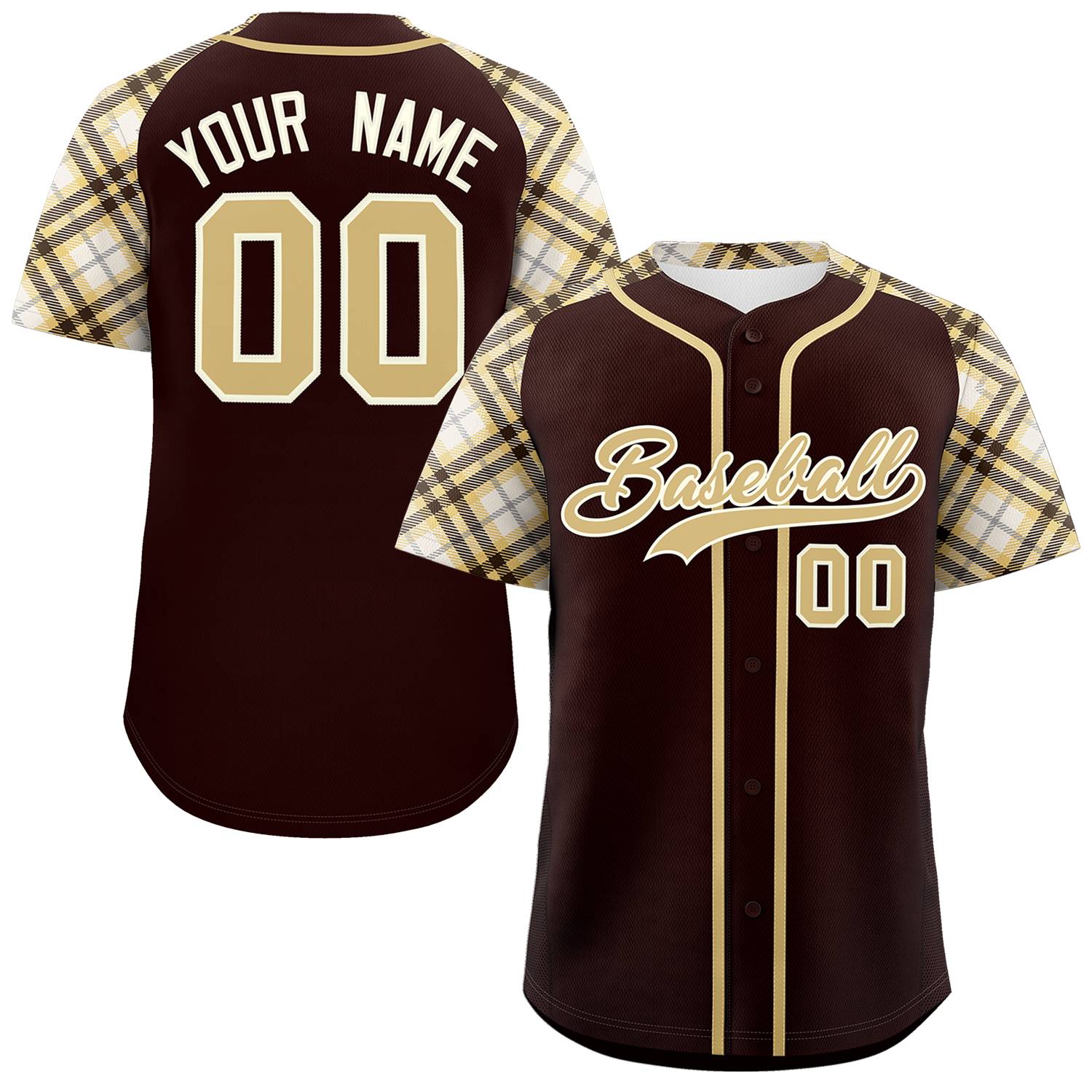 Custom Brown Khaki-Cream Personalized Raglan Sleeves Authentic Baseball Jersey | KXKSHOP