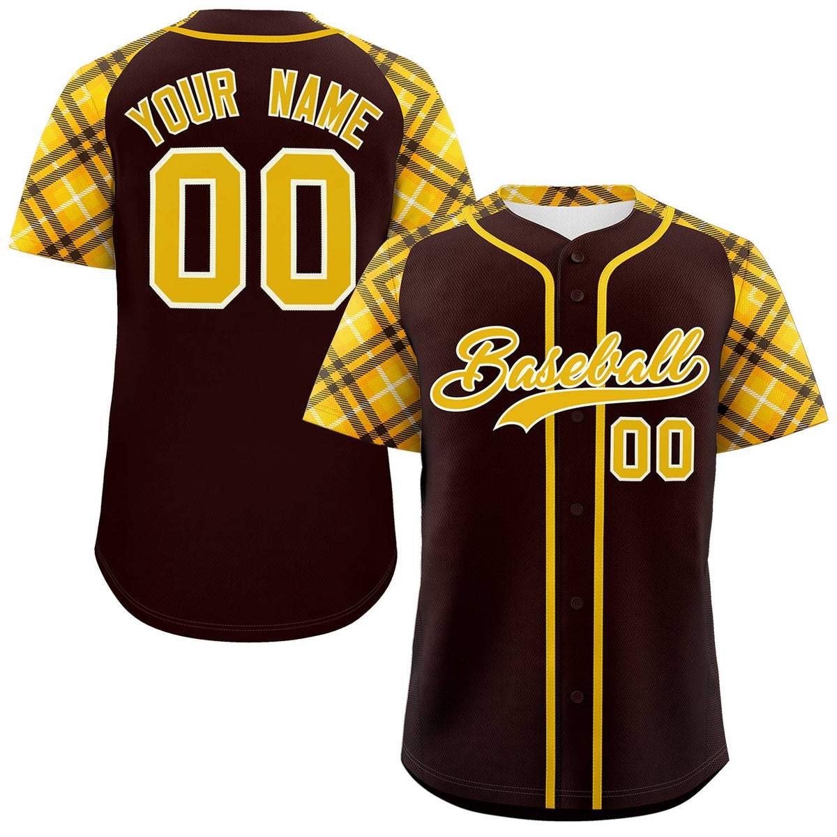 Custom Brown Gold-Cream Personalized Raglan Sleeves Authentic Baseball Jersey | KXKSHOP