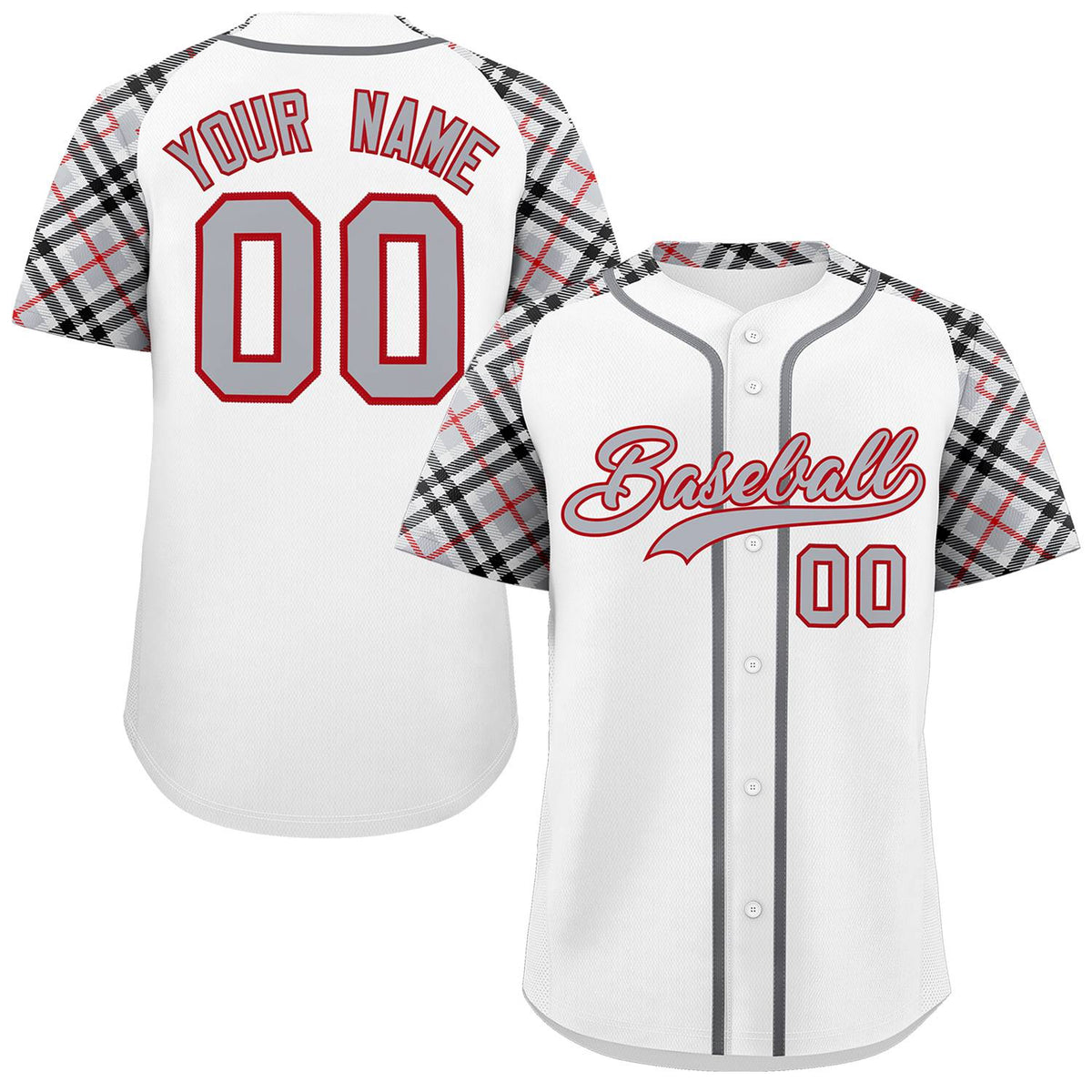 Custom White Gray-Red Personalized Raglan Sleeves Authentic Baseball Jersey | KXKSHOP