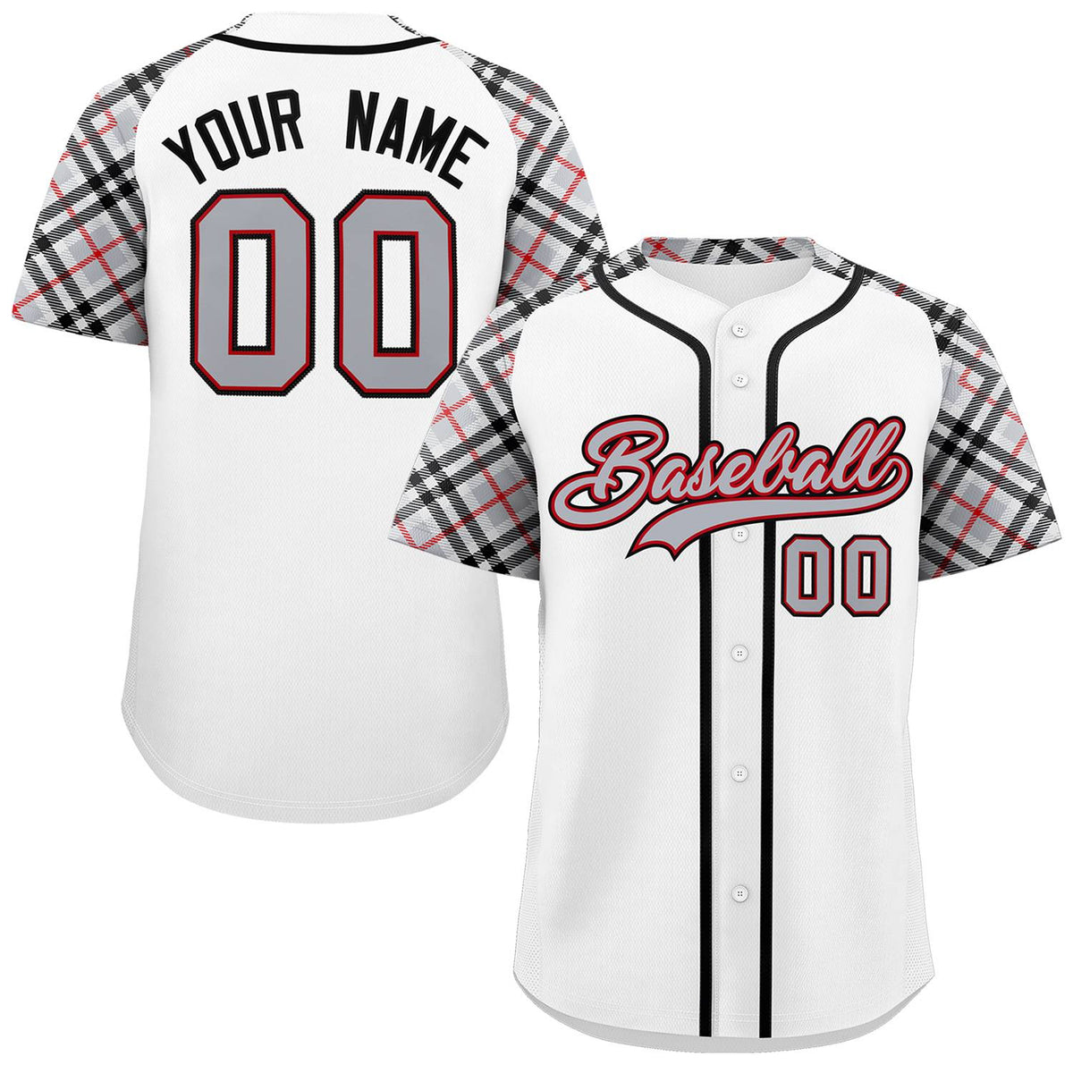 Custom White Gray-Black Personalized Raglan Sleeves Authentic Baseball Jersey | KXKSHOP