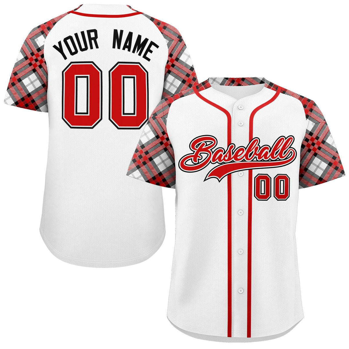 Custom White Red-Black Personalized Raglan Sleeves Authentic Baseball Jersey | KXKSHOP