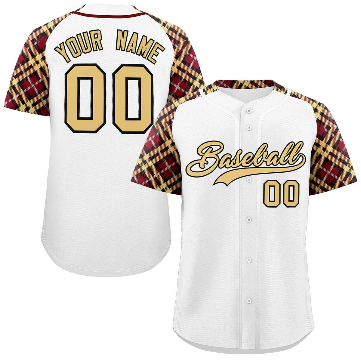Custom White Khaki-Black Personalized Raglan Sleeves Authentic Baseball Jersey | KXKSHOP
