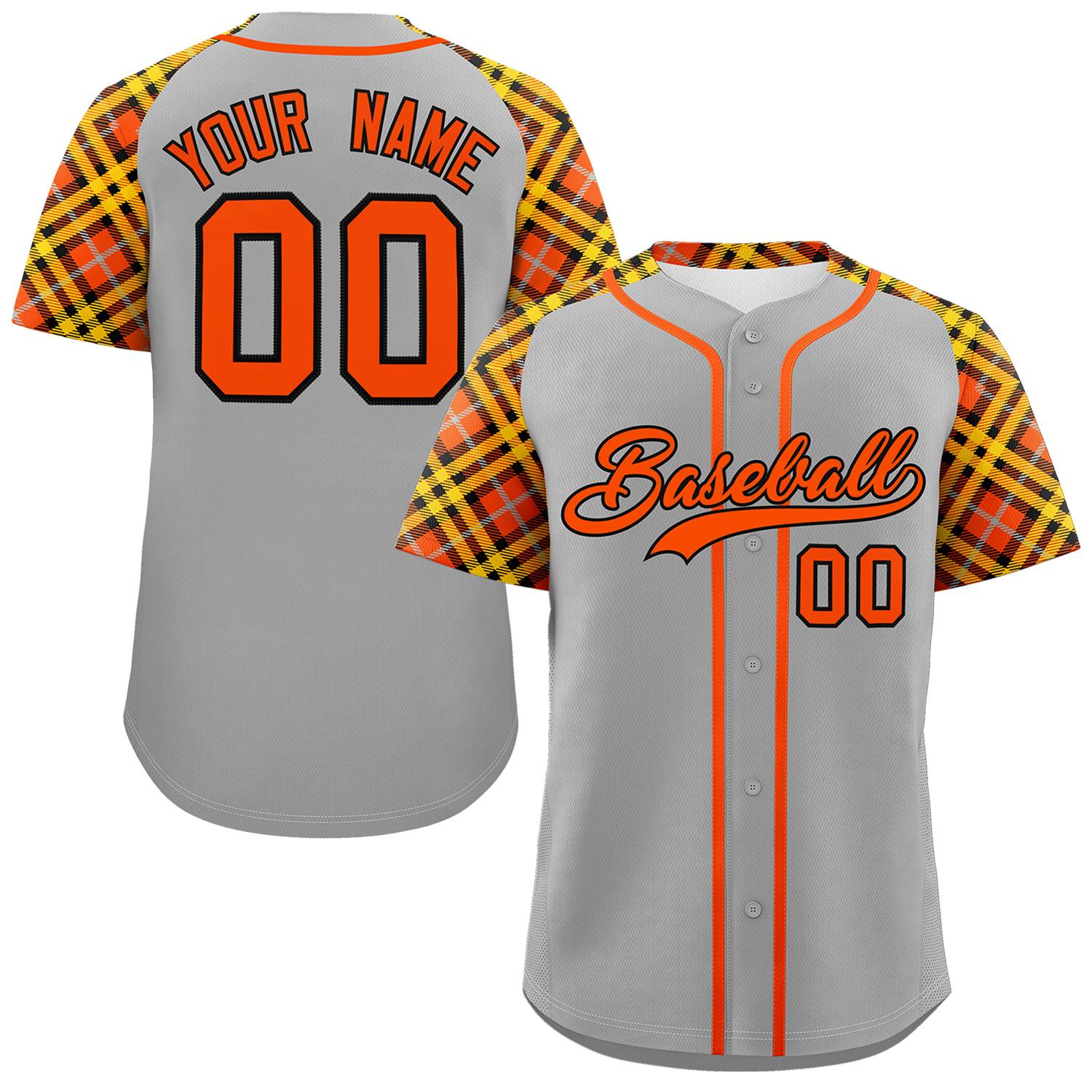 Custom Gray Orange-Black Personalized Raglan Sleeves Authentic Baseball Jersey | KXKSHOP