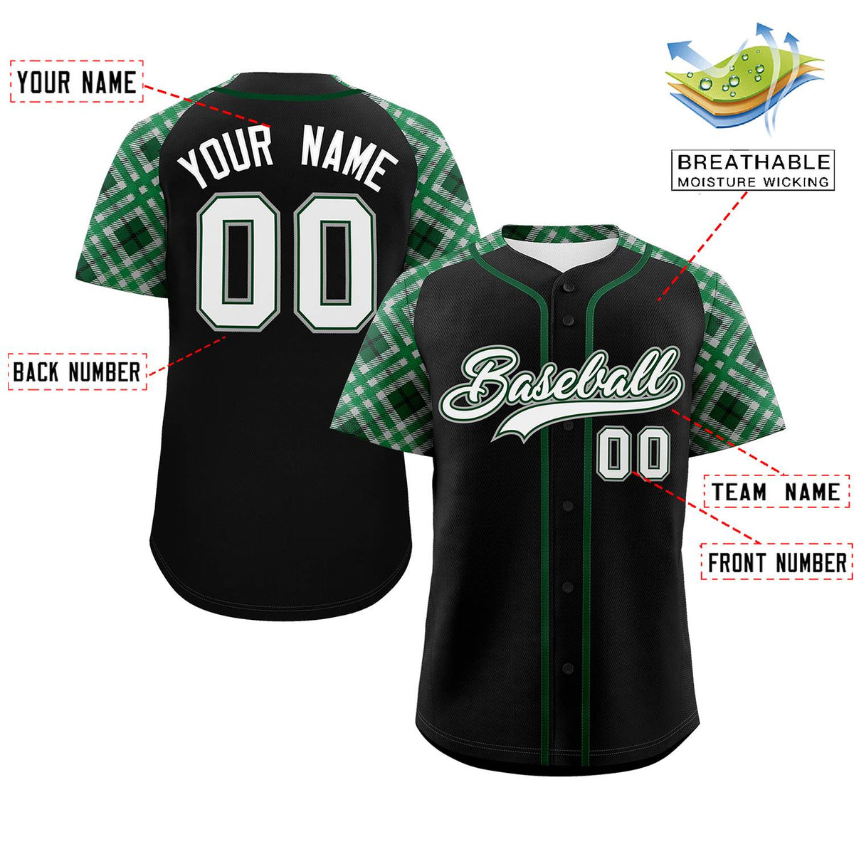 Custom Black White-Gray Personalized Raglan Sleeves Authentic Baseball Jersey | KXKSHOP