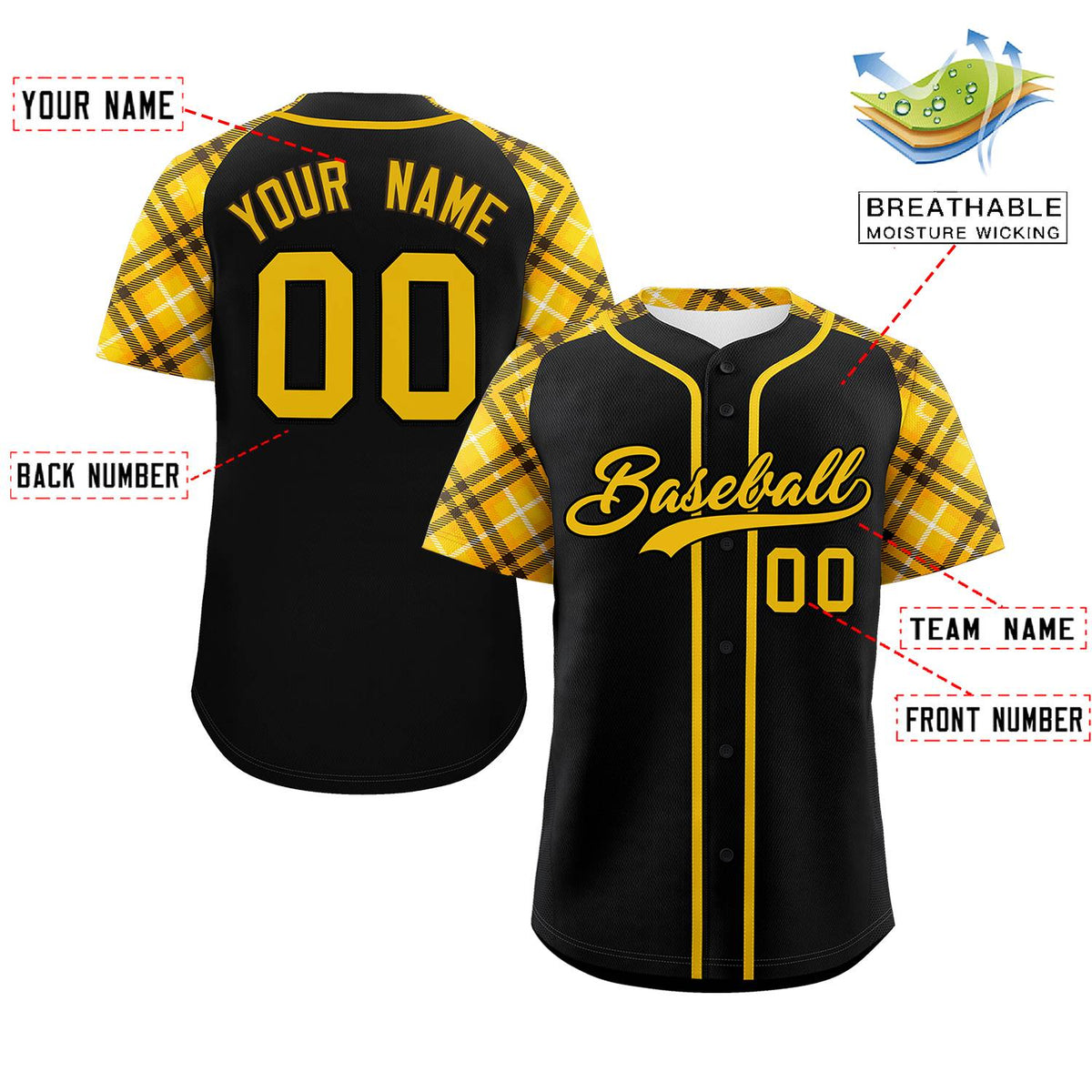 Custom Black Khaki-Brown Personalized Raglan Sleeves Authentic Baseball Jersey | KXKSHOP