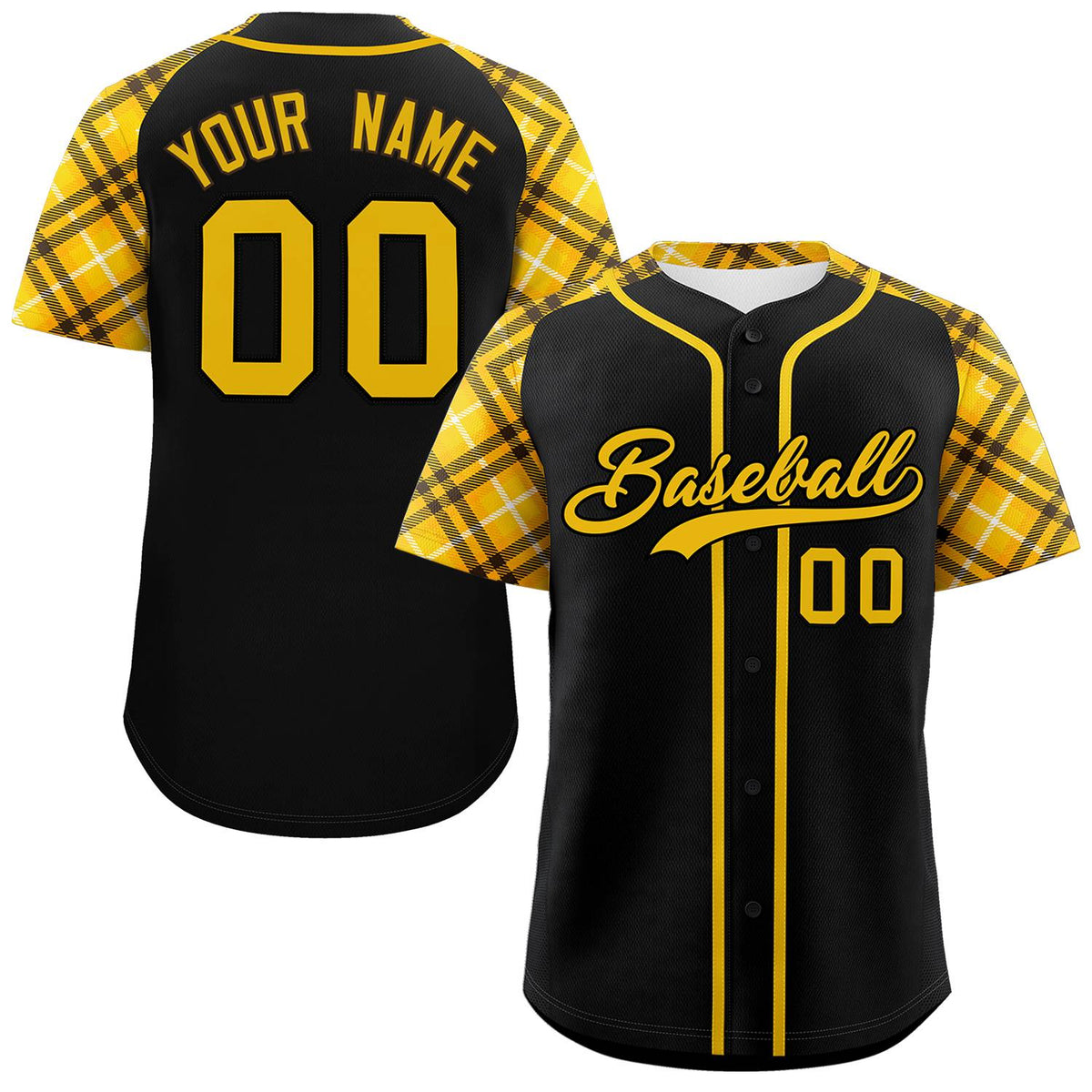 Custom Black Khaki-Brown Personalized Raglan Sleeves Authentic Baseball Jersey | KXKSHOP