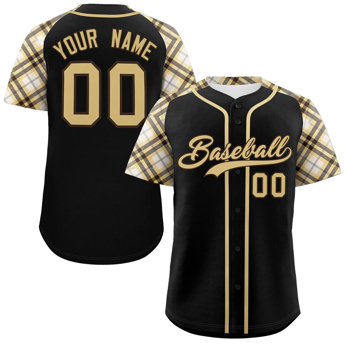 Custom Black Yellow- Personalized Raglan Sleeves Authentic Baseball Jersey | KXKSHOP