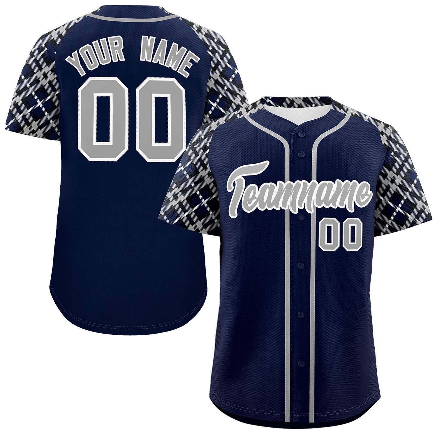 Custom Navy Gray-White Personalized Raglan Sleeves Authentic Baseball Jersey | KXKSHOP