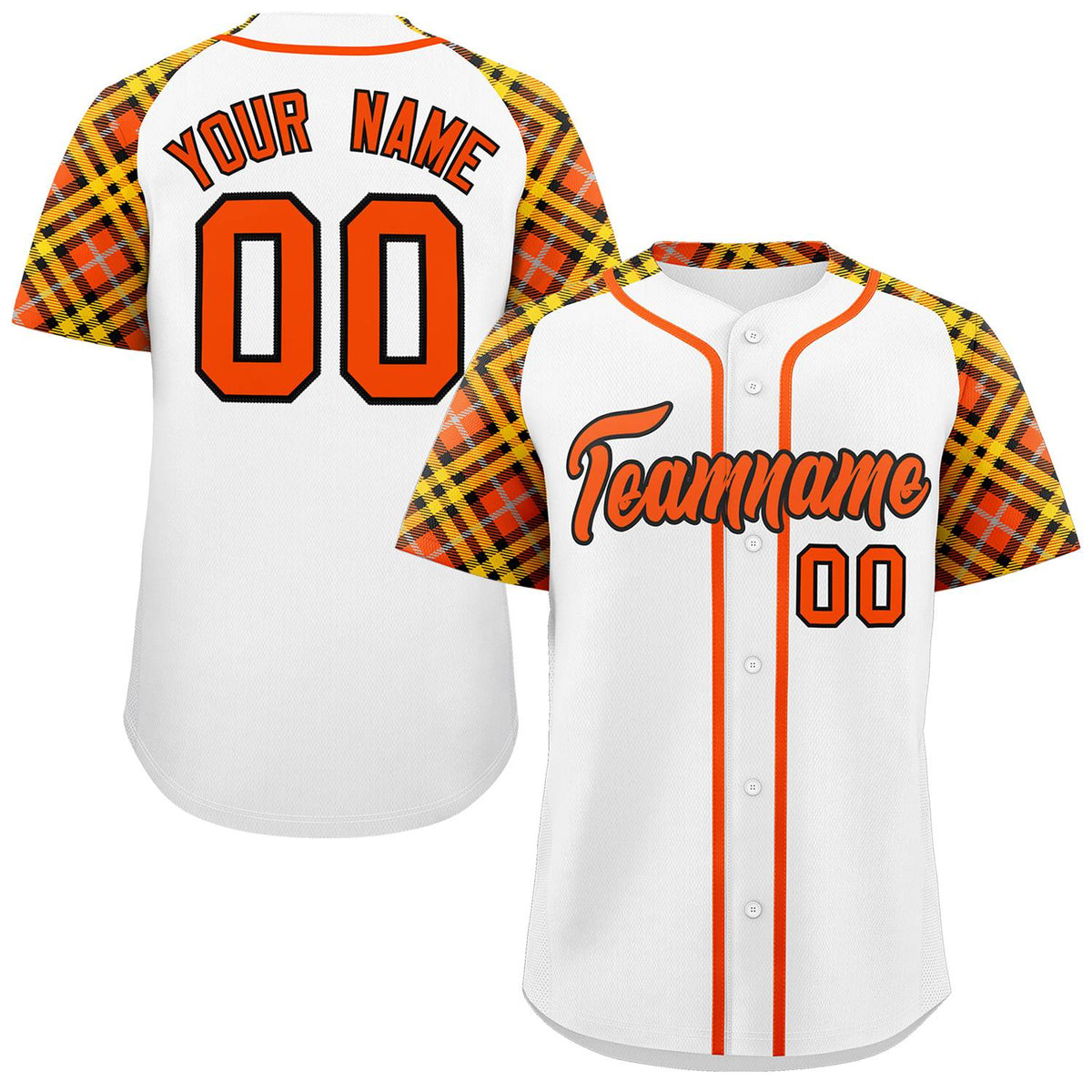 Custom White Orange-Black Personalized Raglan Sleeves Authentic Baseball Jersey | KXKSHOP