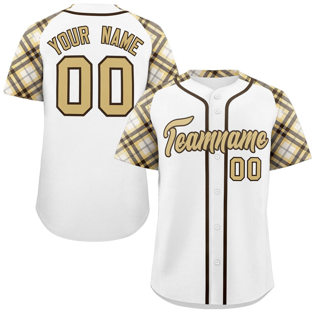 Custom White Khaki-Brown Personalized Raglan Sleeves Authentic Baseball Jersey | KXKSHOP