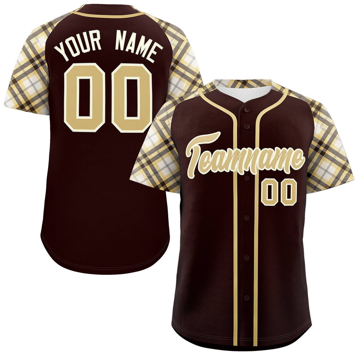 Custom Brown Khaki-Cream Personalized Raglan Sleeves Authentic Baseball Jersey | KXKSHOP
