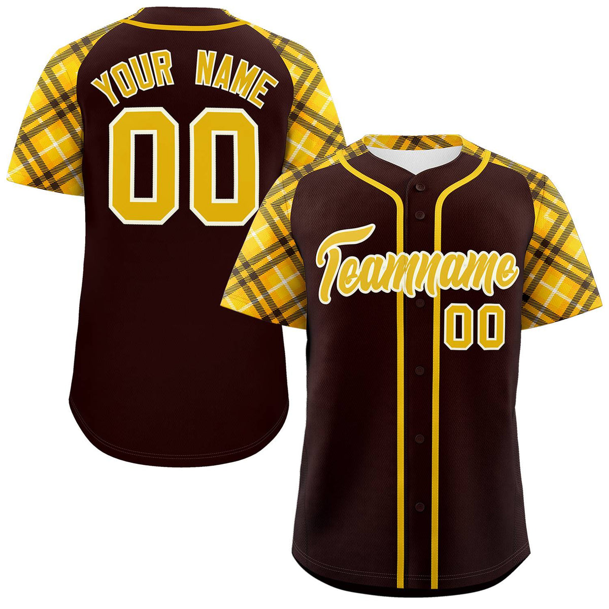 Custom Brown Gold-Cream Personalized Raglan Sleeves Authentic Baseball Jersey | KXKSHOP