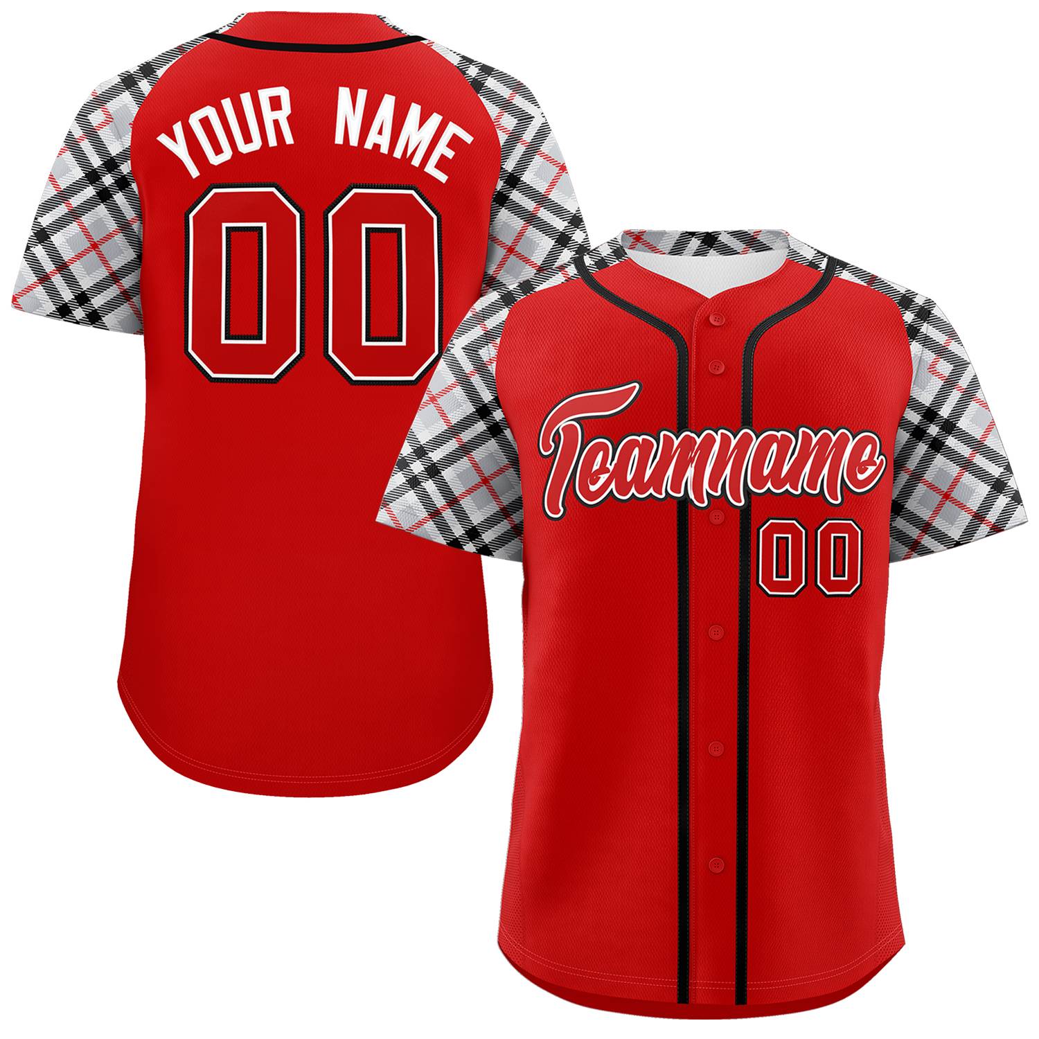 Custom Red-Black Personalized Raglan Sleeves Authentic Baseball Jersey | KXKSHOP