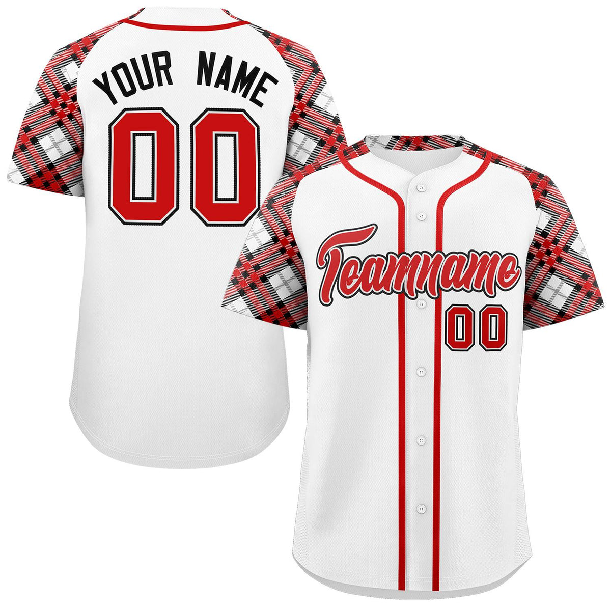Custom White Red-Black Personalized Raglan Sleeves Authentic Baseball Jersey | KXKSHOP