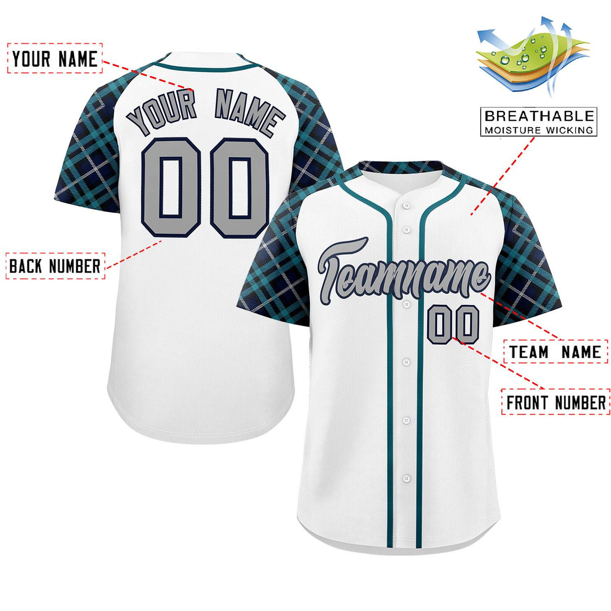 Custom White Gray-Navy Personalized Raglan Sleeves Authentic Baseball Jersey | KXKSHOP