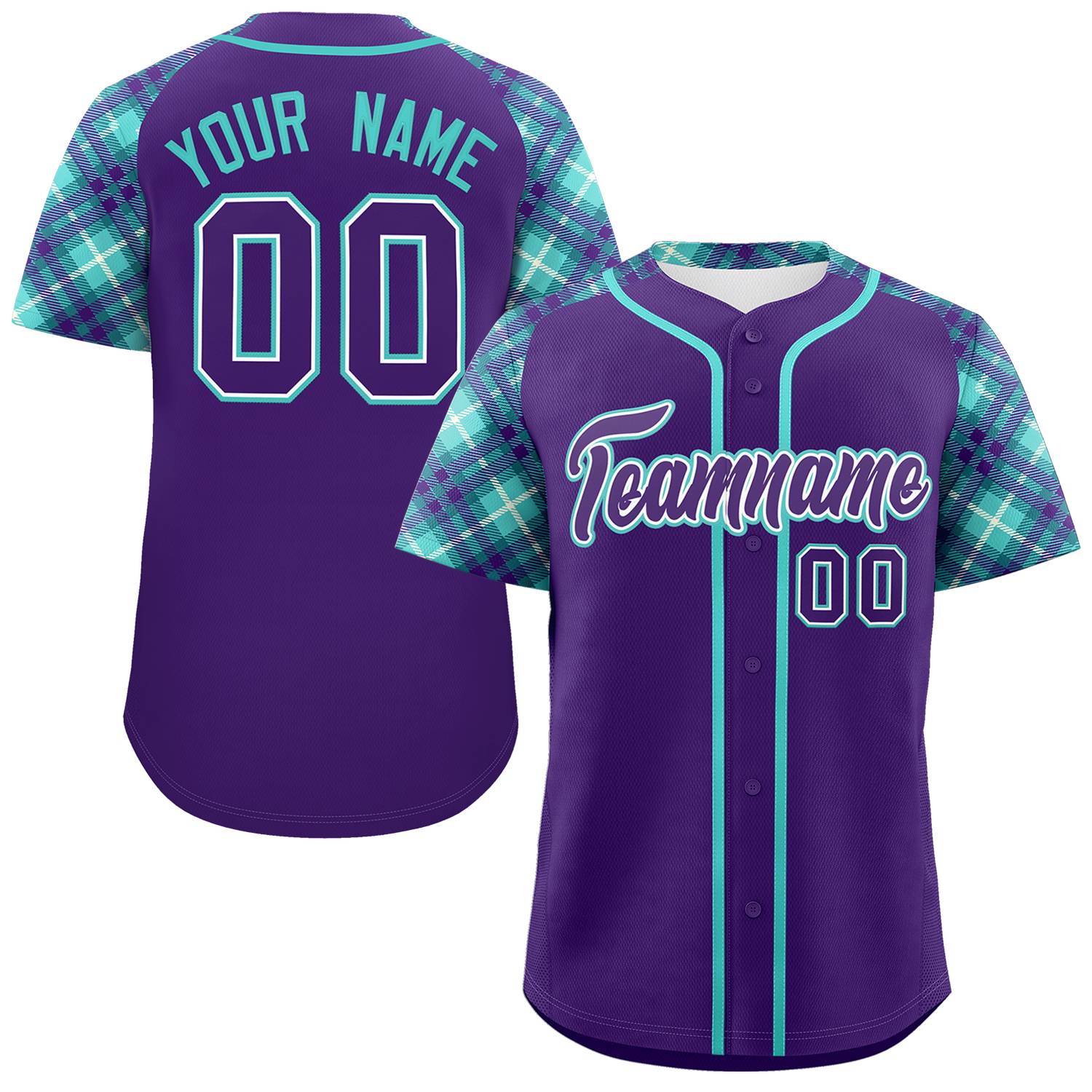 Custom Purple Purple-Bright Green Personalized Raglan Sleeves Authentic Baseball Jersey | KXKSHOP