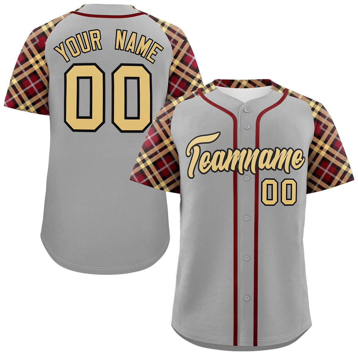 Custom Gray Khaki-Black Personalized Raglan Sleeves Authentic Baseball Jersey | KXKSHOP