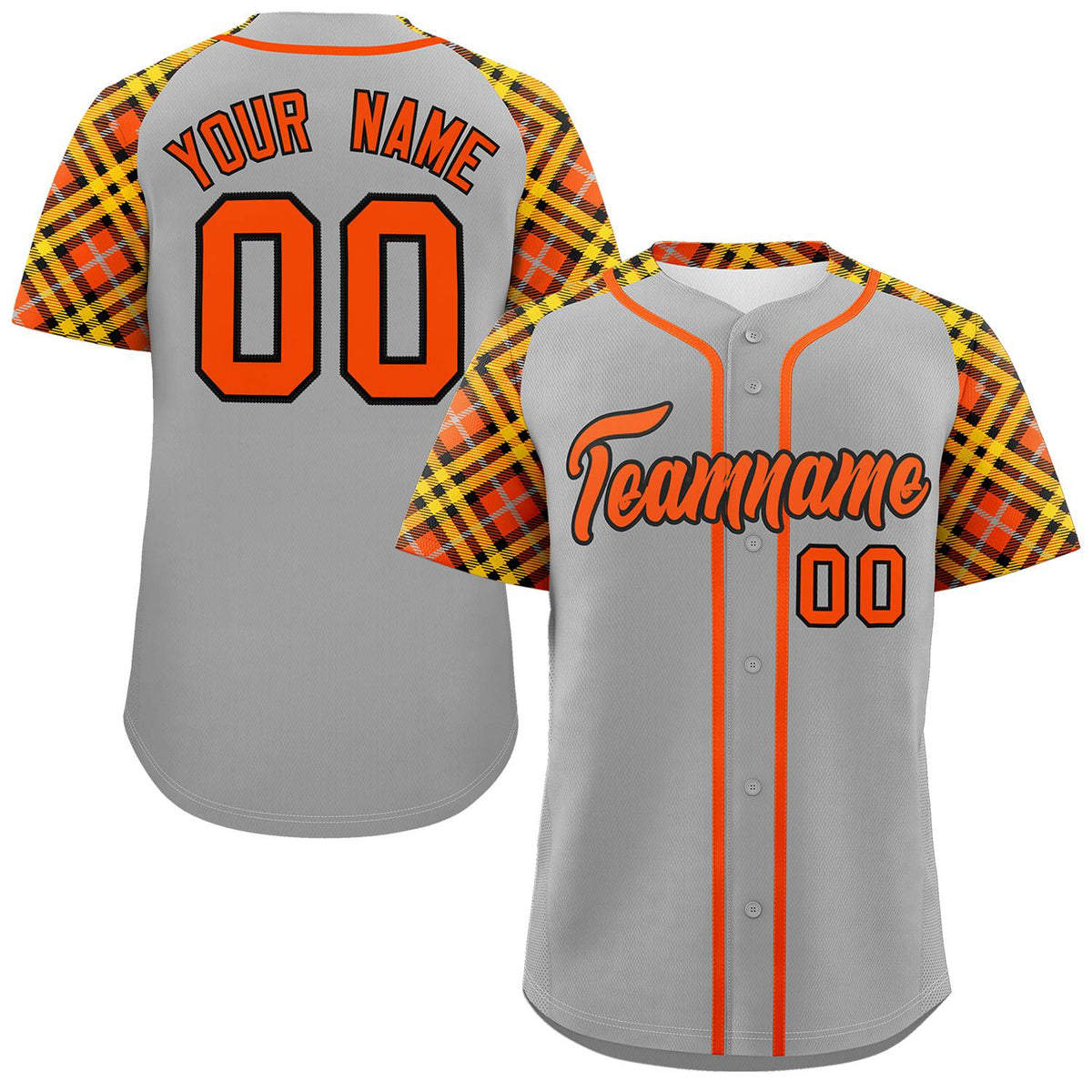 Custom Gray Orange-Black Personalized Raglan Sleeves Authentic Baseball Jersey | KXKSHOP
