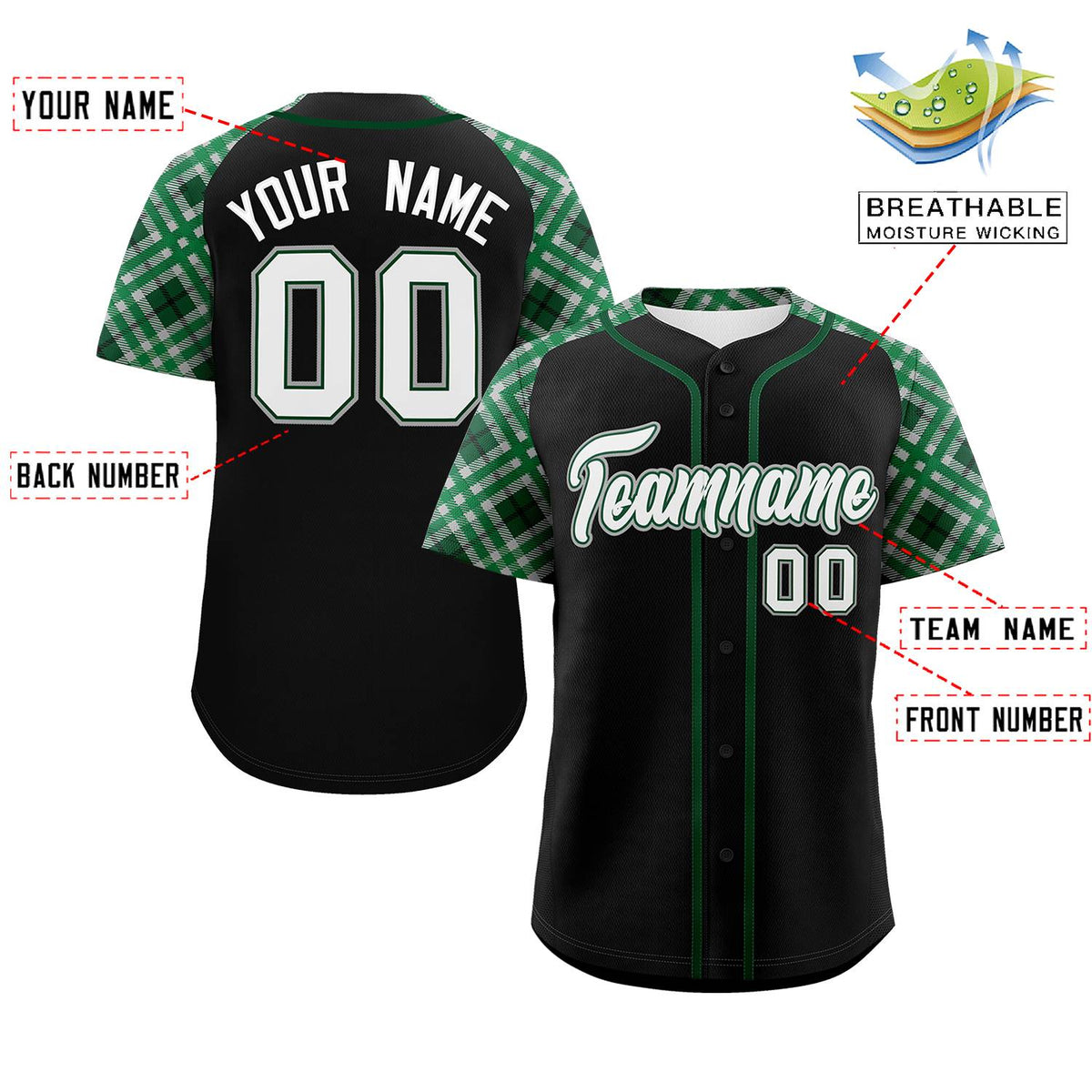 Custom Black White-Gray Personalized Raglan Sleeves Authentic Baseball Jersey | KXKSHOP