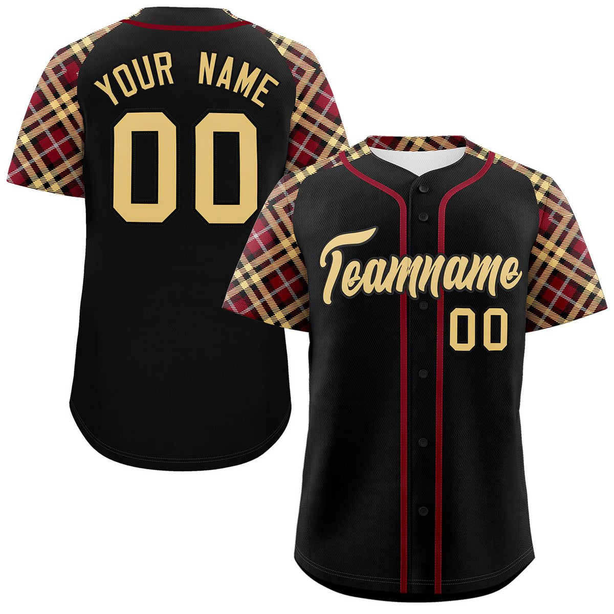 Custom Black Khaki- Personalized Raglan Sleeves Authentic Baseball Jersey | KXKSHOP