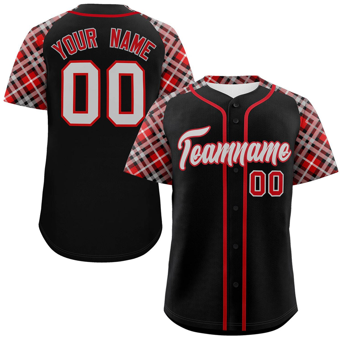 Custom Black Gray-Red Personalized Raglan Sleeves Authentic Baseball Jersey | KXKSHOP