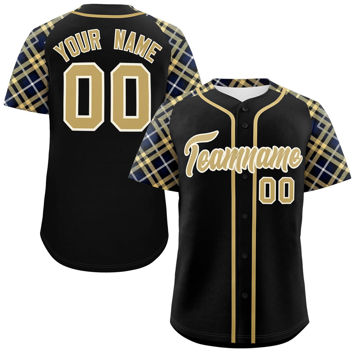 Custom Black Khaki-Cream Personalized Raglan Sleeves Authentic Baseball Jersey | KXKSHOP