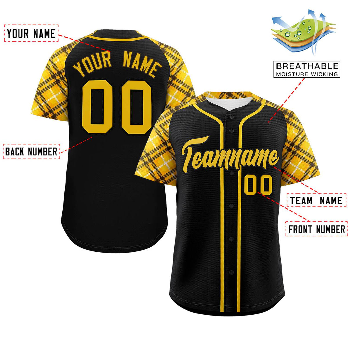 Custom Black Khaki-Brown Personalized Raglan Sleeves Authentic Baseball Jersey | KXKSHOP
