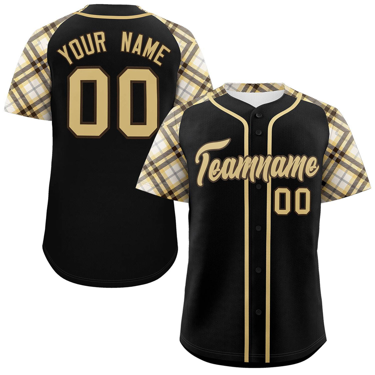 Custom Black Yellow- Personalized Raglan Sleeves Authentic Baseball Jersey | KXKSHOP