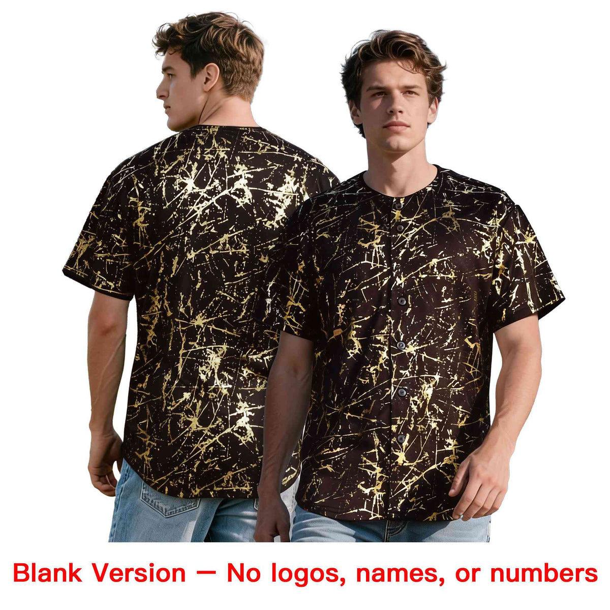 Custom Brown Old Gold Shiny Gold Cracked Texture Baseball Jersey