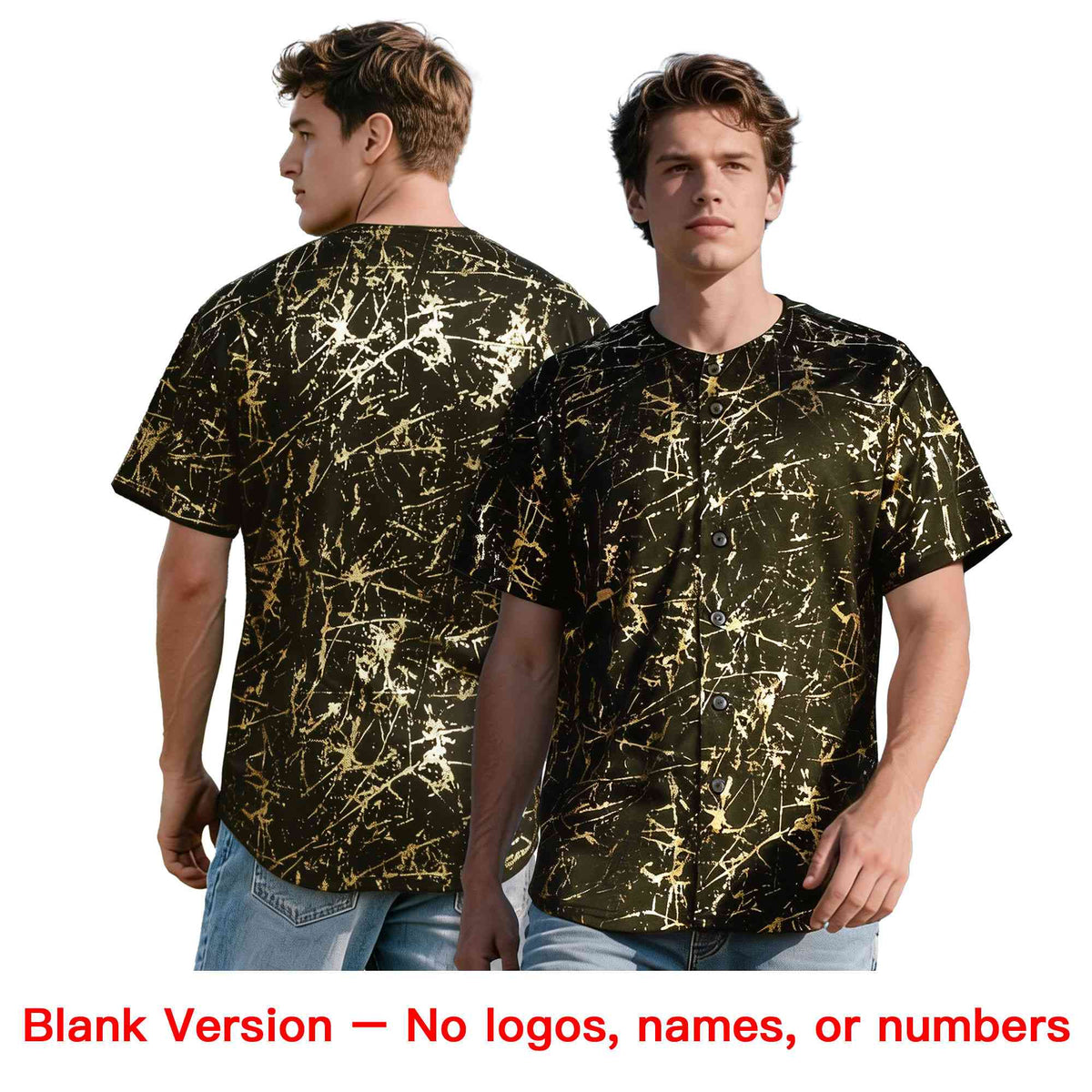 Custom Olive White Black&Shiny Gold Cracked Foil Breathable Mesh Streetwear Baseball Jersey
