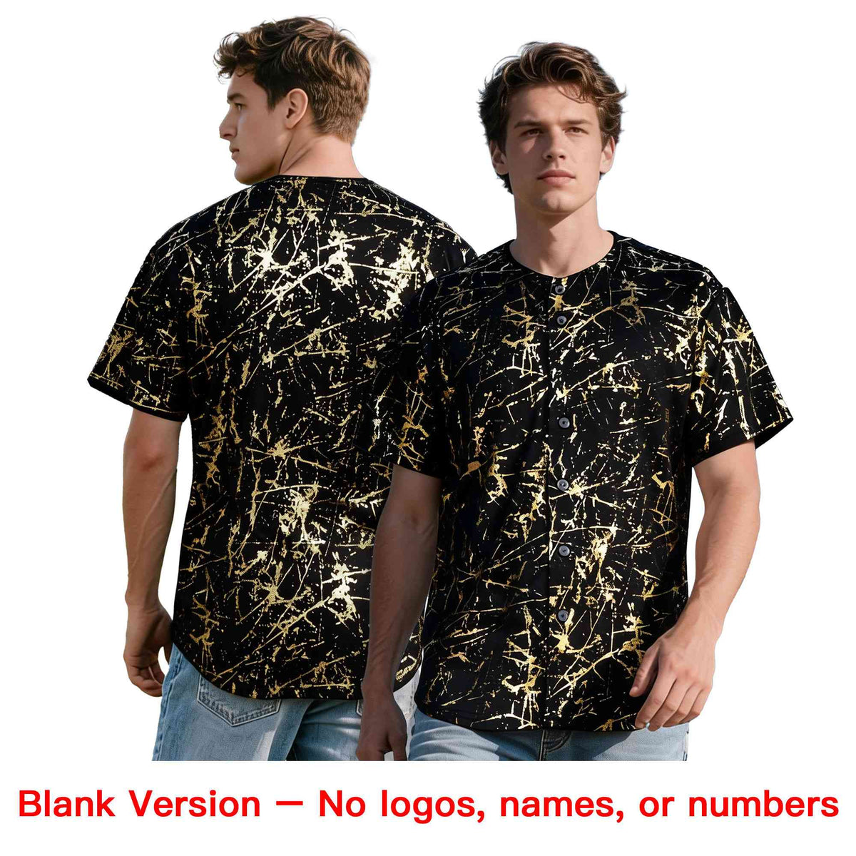 Custom Black Aqua Metallic Gold Splatter Urban Streetwear Baseball Jersey| KXKSHOP