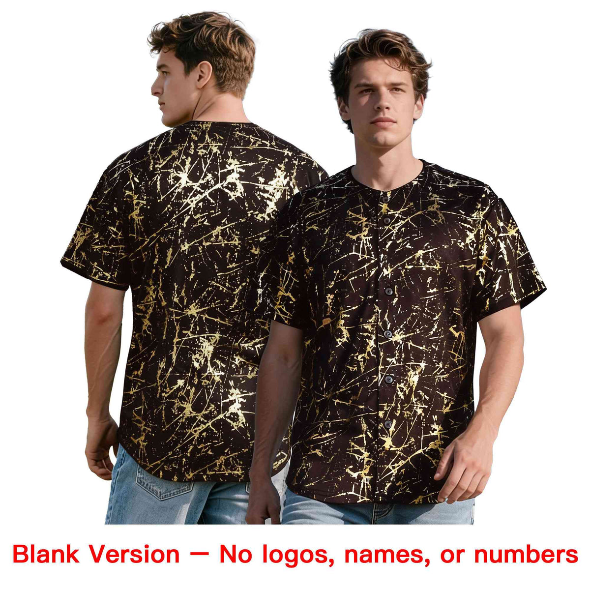 Custom Brown White Black&Shiny Gold Cracked Foil Breathable Mesh Streetwear Baseball Jersey| KXKSHOP