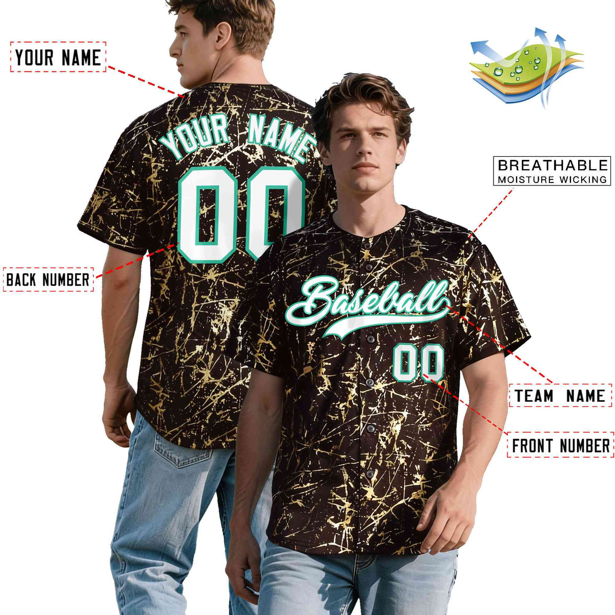 Custom Crimson White Black&Shiny Gold Cracked Foil Breathable Mesh Streetwear Baseball Jersey