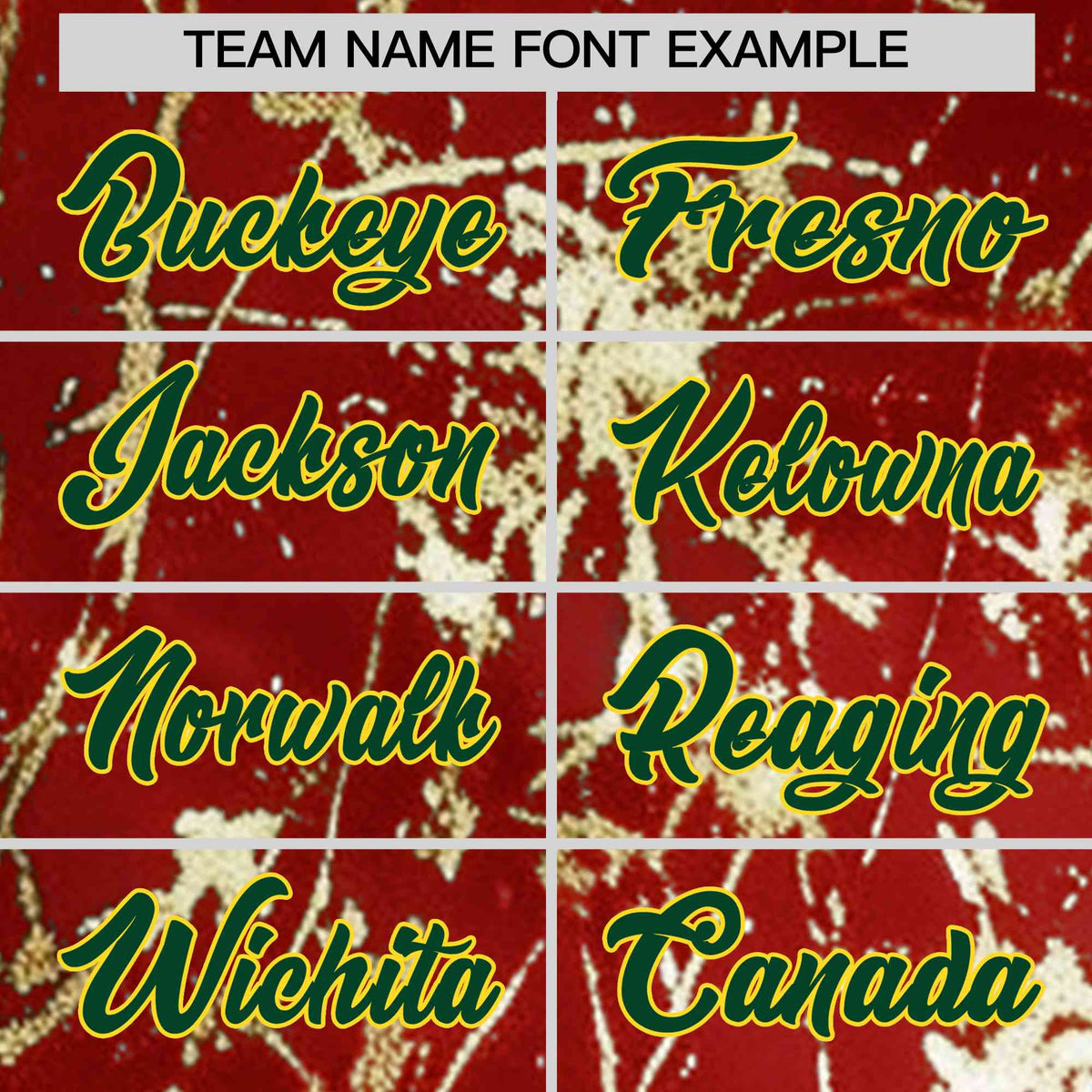 Custom Red Dark Green Metallic Gold Splatter Urban Streetwear Baseball Jersey