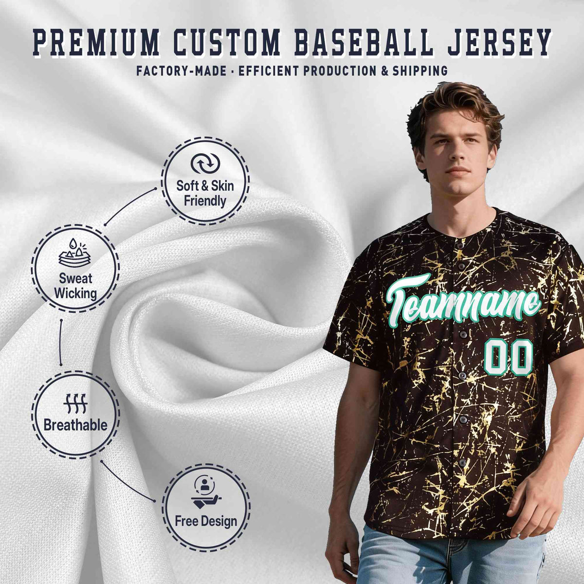 Custom Crimson White Black&Shiny Gold Cracked Foil Breathable Mesh Streetwear Baseball Jersey