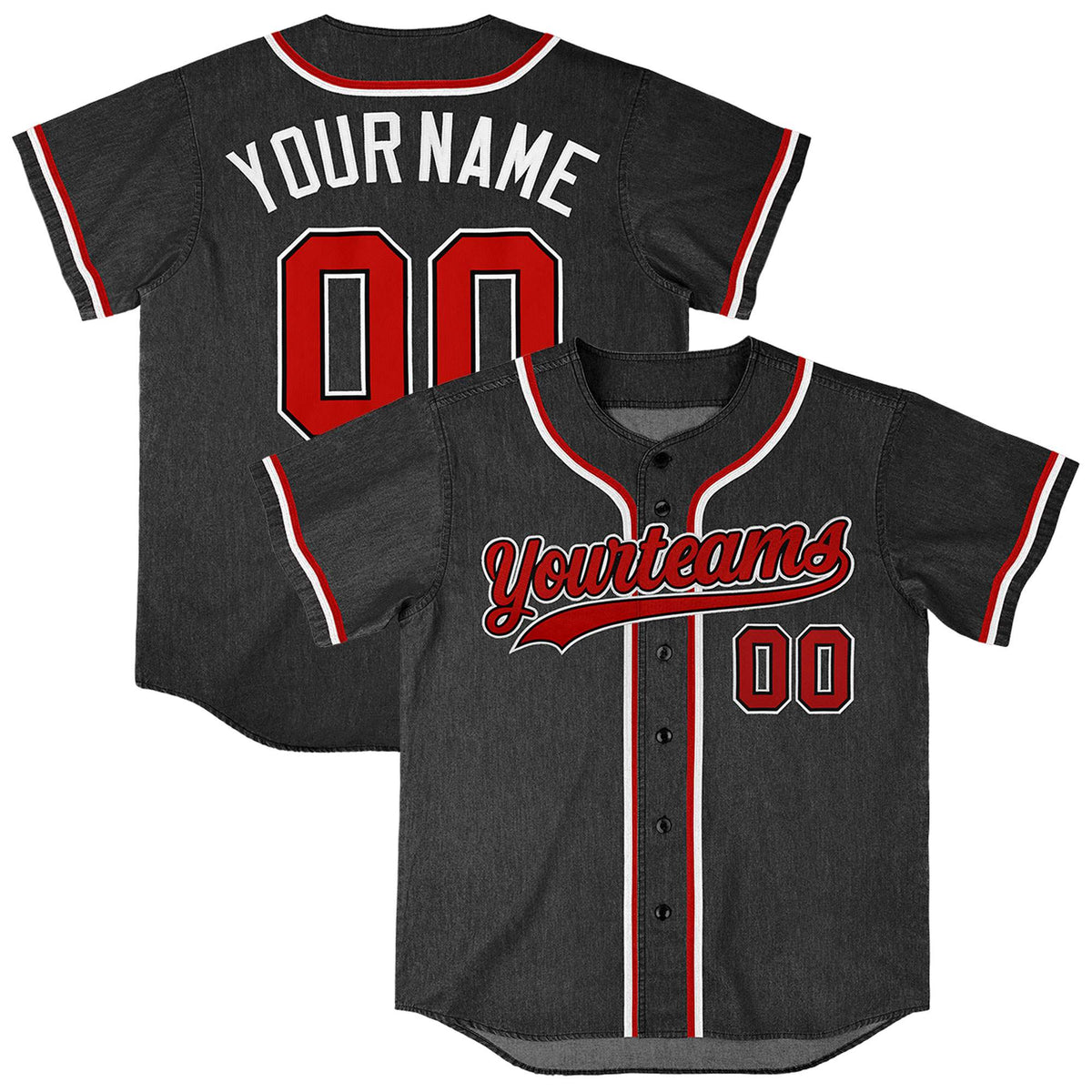 Custom Black Personalized Denim Baseball Jersey For Men Women Boy| KXKSHOP