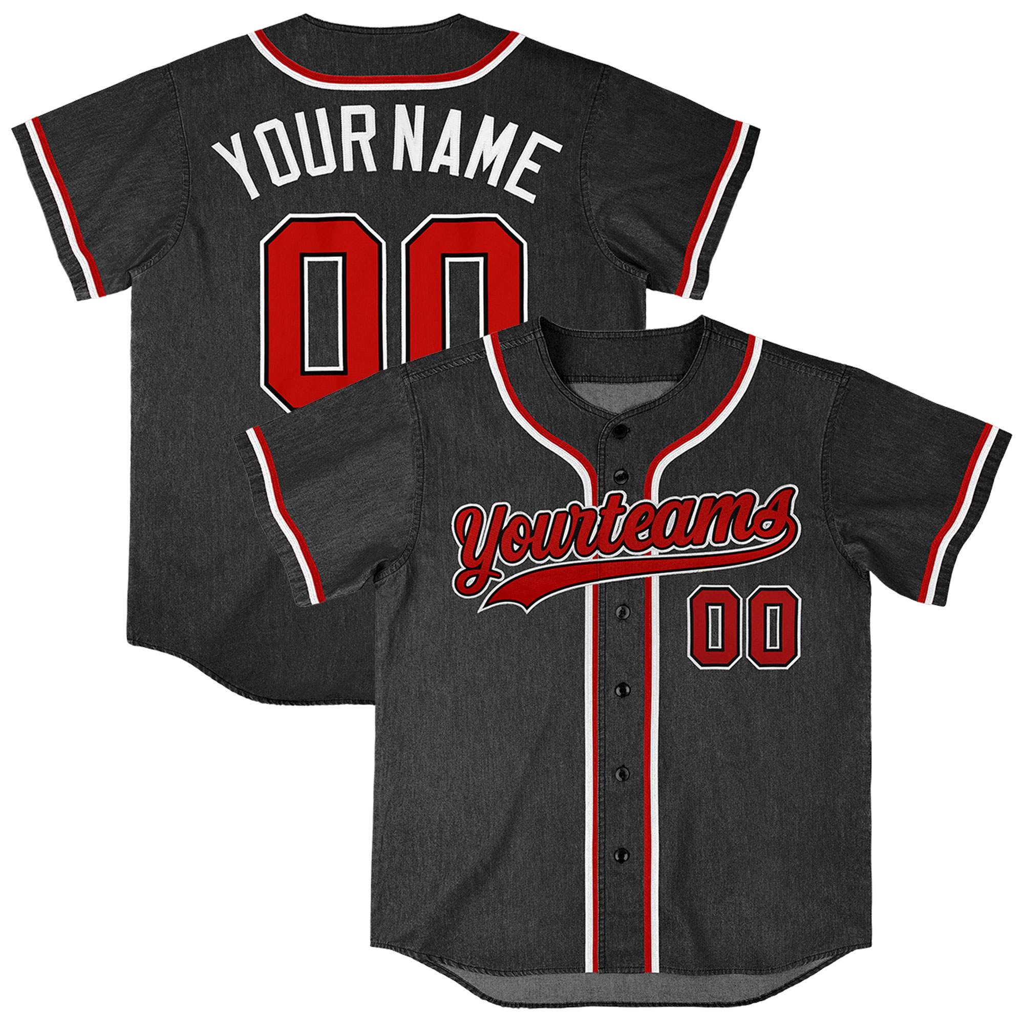 Custom Black Personalized Denim Baseball Jersey For Men Women Boy| KXKSHOP