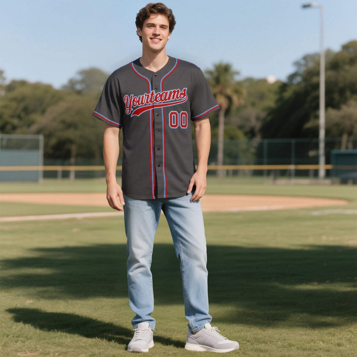 Custom Black Personalized Denim Baseball Jersey For Men Women Boy| KXKSHOP